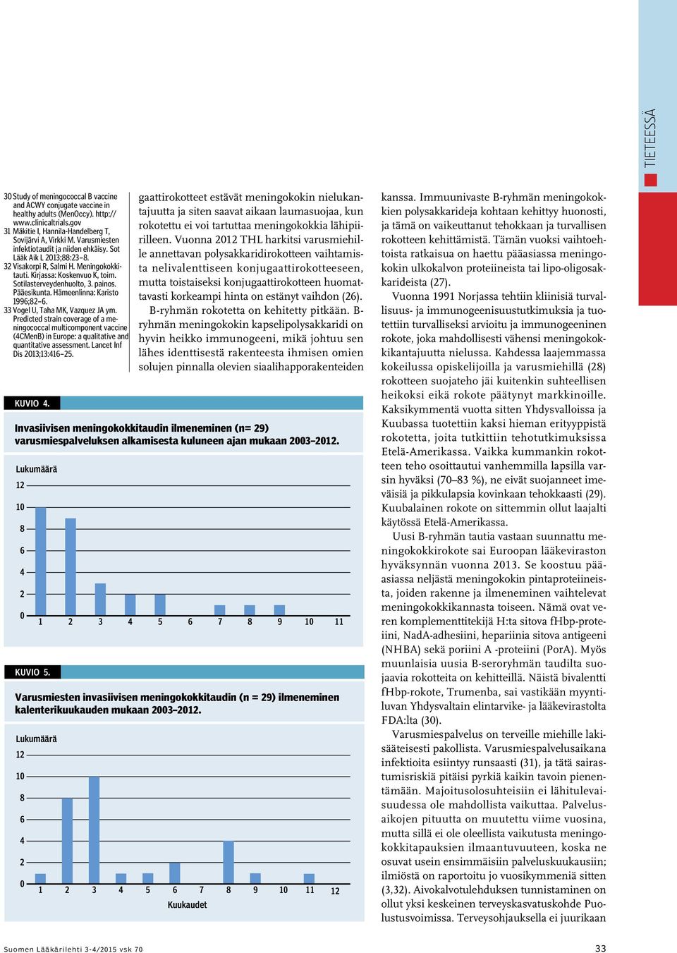 Hämeenlinna: Karisto 1996;82 6. 33 Vogel U, Taha MK, Vazquez JA ym. Predicted strain coverage of a meningococcal multicomponent vaccine (4CMenB) in Europe: a qualitative and quantitative assessment.