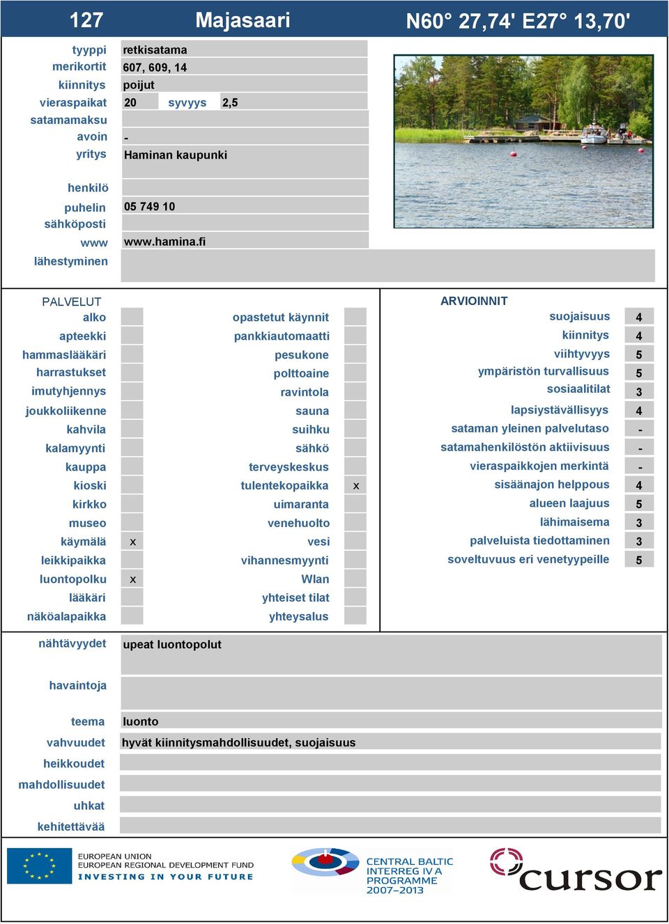 fi suojaisuus 4 4 hammas viihtyvyys 5 ympäristön turvallisuus 5 3 4 - satamastön aktiivisuus - -