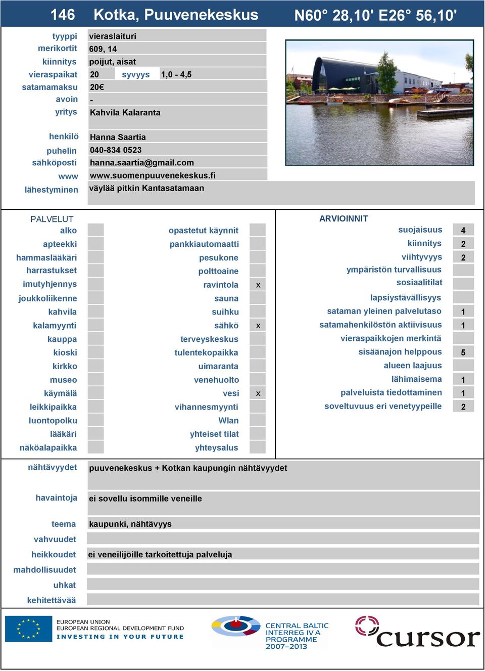 fi väylää pitkin Kantasatamaan suojaisuus 4 2 hammas viihtyvyys 2 ympäristön turvallisuus 1 satamastön aktiivisuus 1 sisäänajon helppous 5