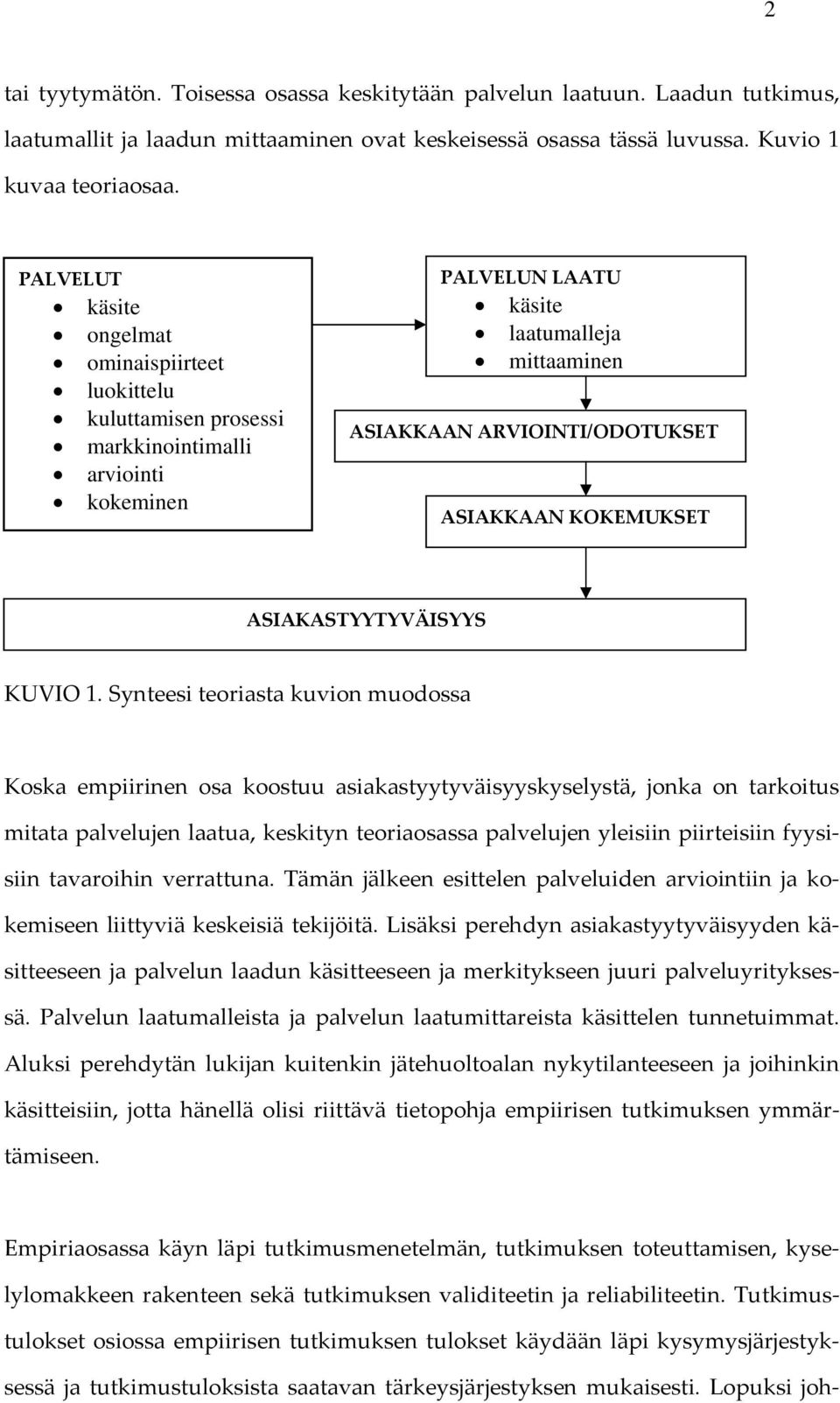 KOKEMUKSET ASIAKASTYYTYVÄISYYS KUVIO 1.