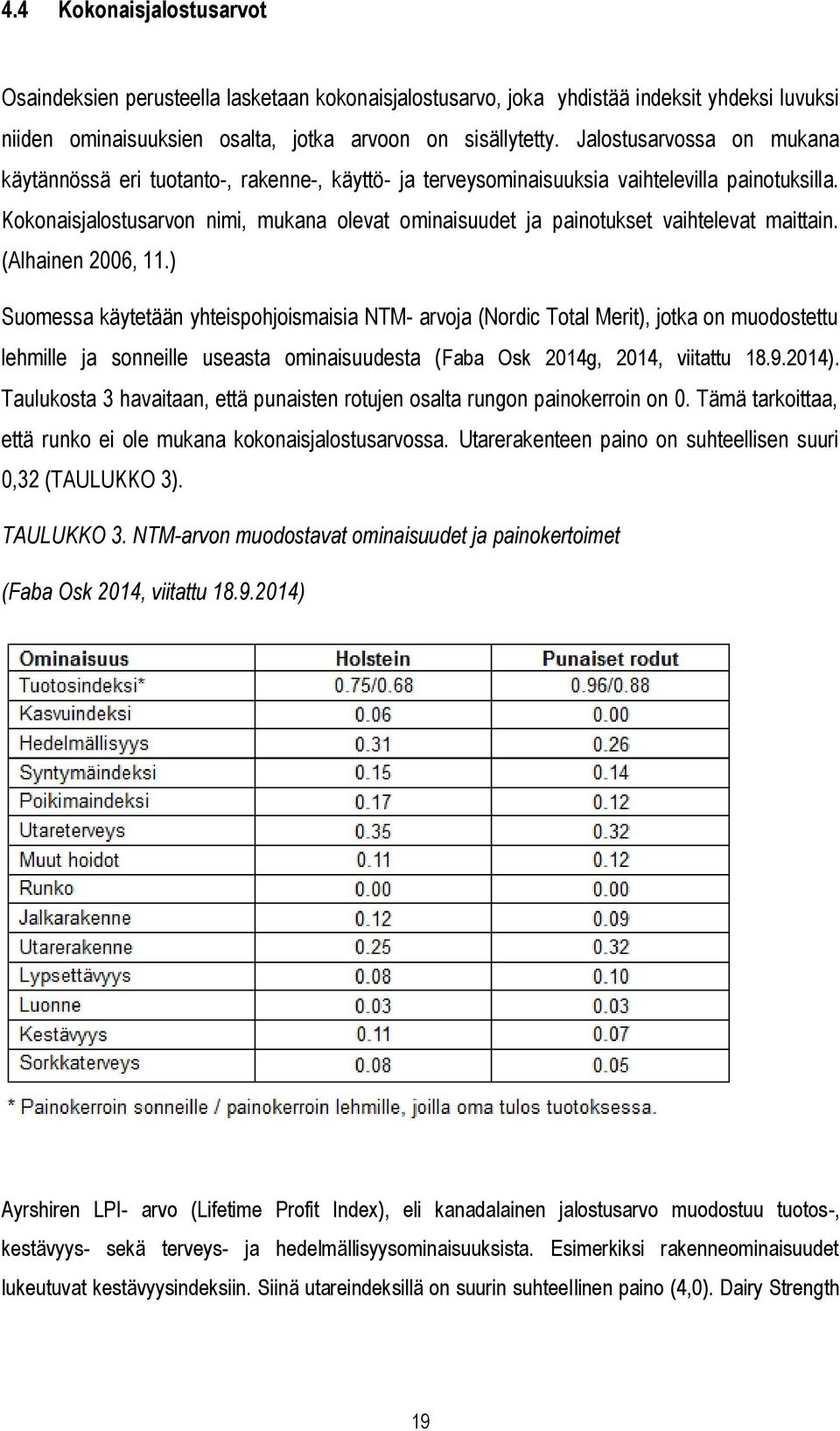 Kokonaisjalostusarvon nimi, mukana olevat ominaisuudet ja painotukset vaihtelevat maittain. (Alhainen 2006, 11.