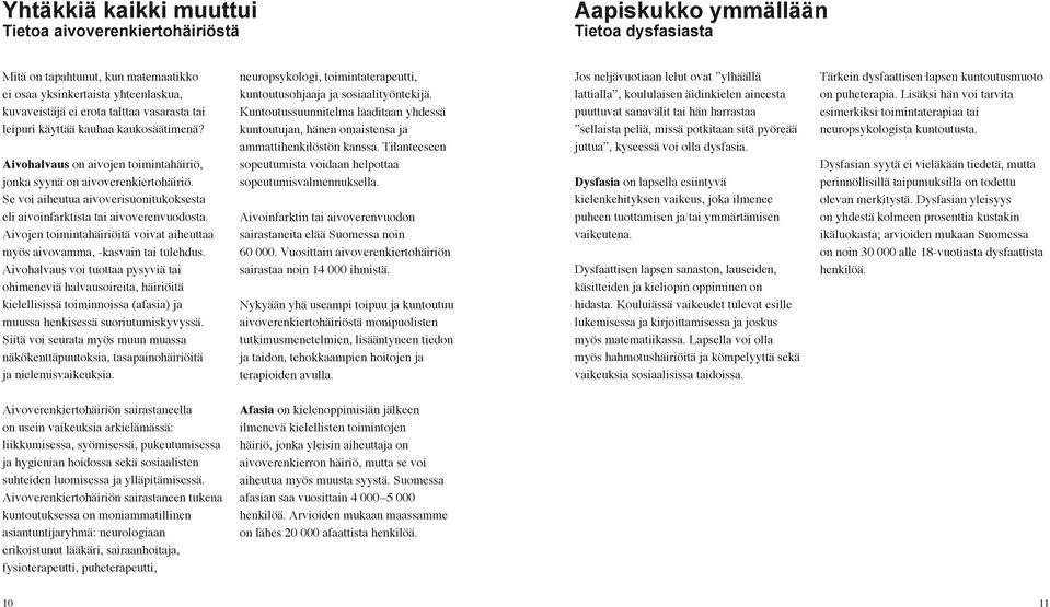 Se voi aiheutua aivoverisuonitukoksesta eli aivoinfarktista tai aivoverenvuodosta. Aivojen toimintahäiriöitä voivat aiheuttaa myös aivovamma, -kasvain tai tulehdus.