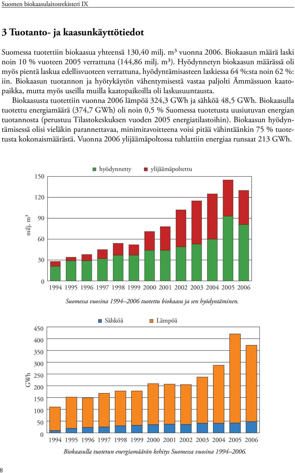 Biokaasun tuotannon ja hyötykäytön vähentymisestä vastaa paljolti Ämmässuon kaatopaikka, mutta myös useilla muilla kaatopaikoilla oli laskusuuntausta.