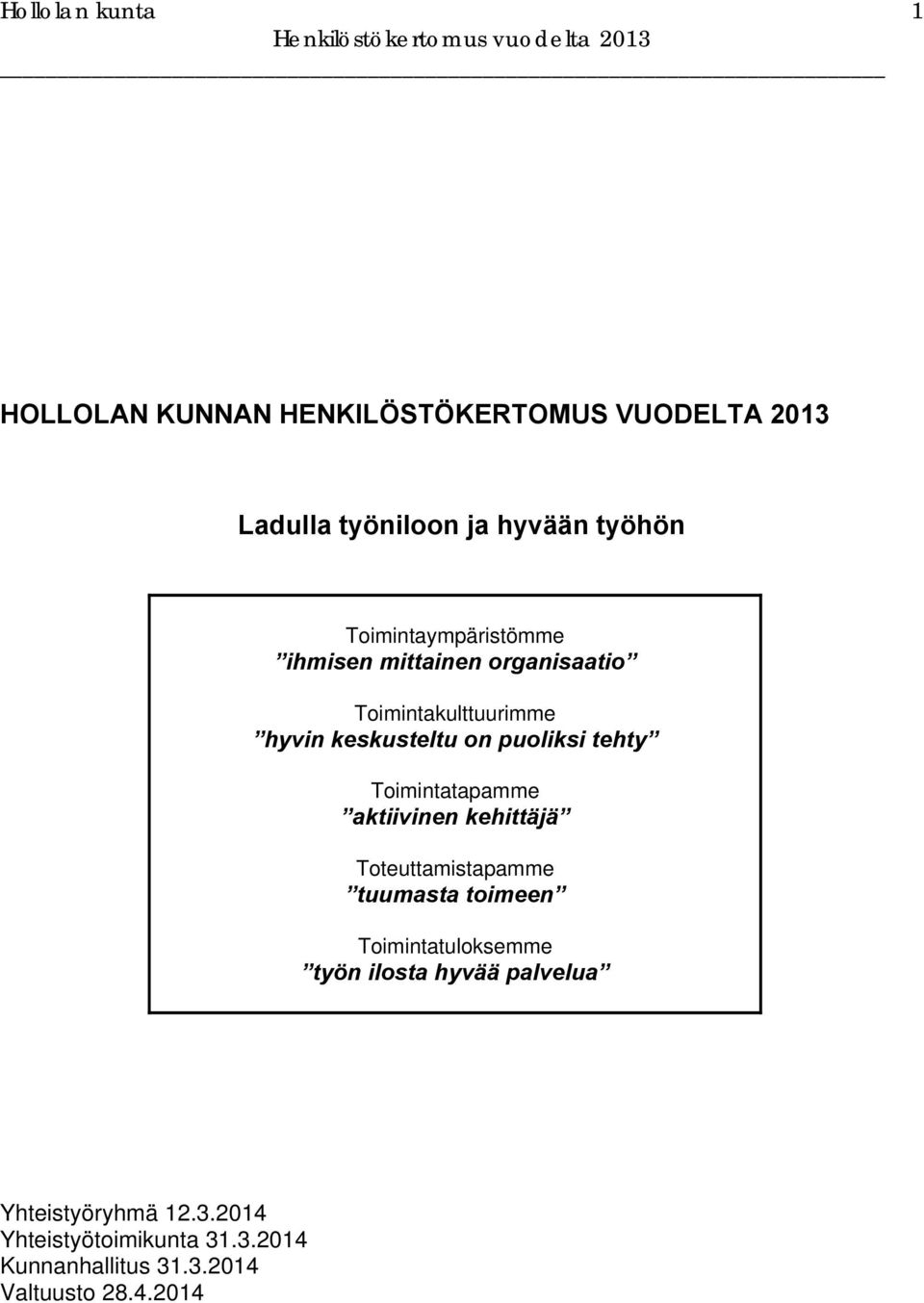 tehty Toimintatapamme aktiivinen kehittäjä Toteuttamistapamme tuumasta toimeen Toimintatuloksemme työn