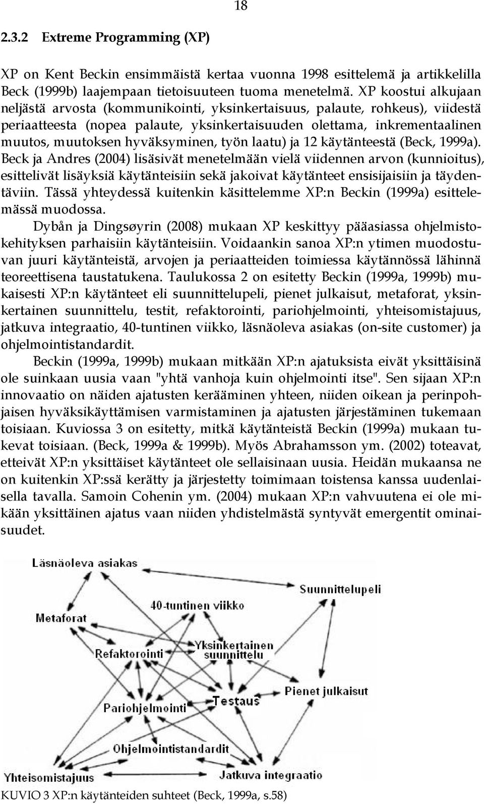 hyväksyminen, työn laatu) ja 12 käytänteestä (Beck, 1999a).