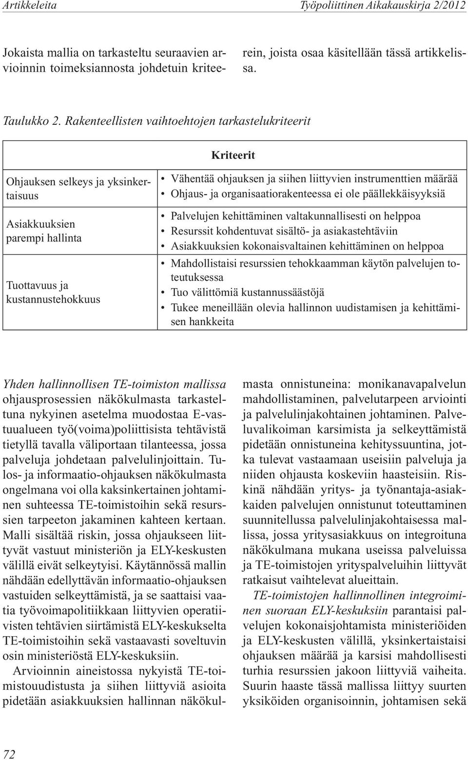 liittyvien instrumenttien määrää Ohjaus- ja organisaatiorakenteessa ei ole päällekkäisyyksiä Palvelujen kehittäminen valtakunnallisesti on helppoa Resurssit kohdentuvat sisältö- ja asiakastehtäviin