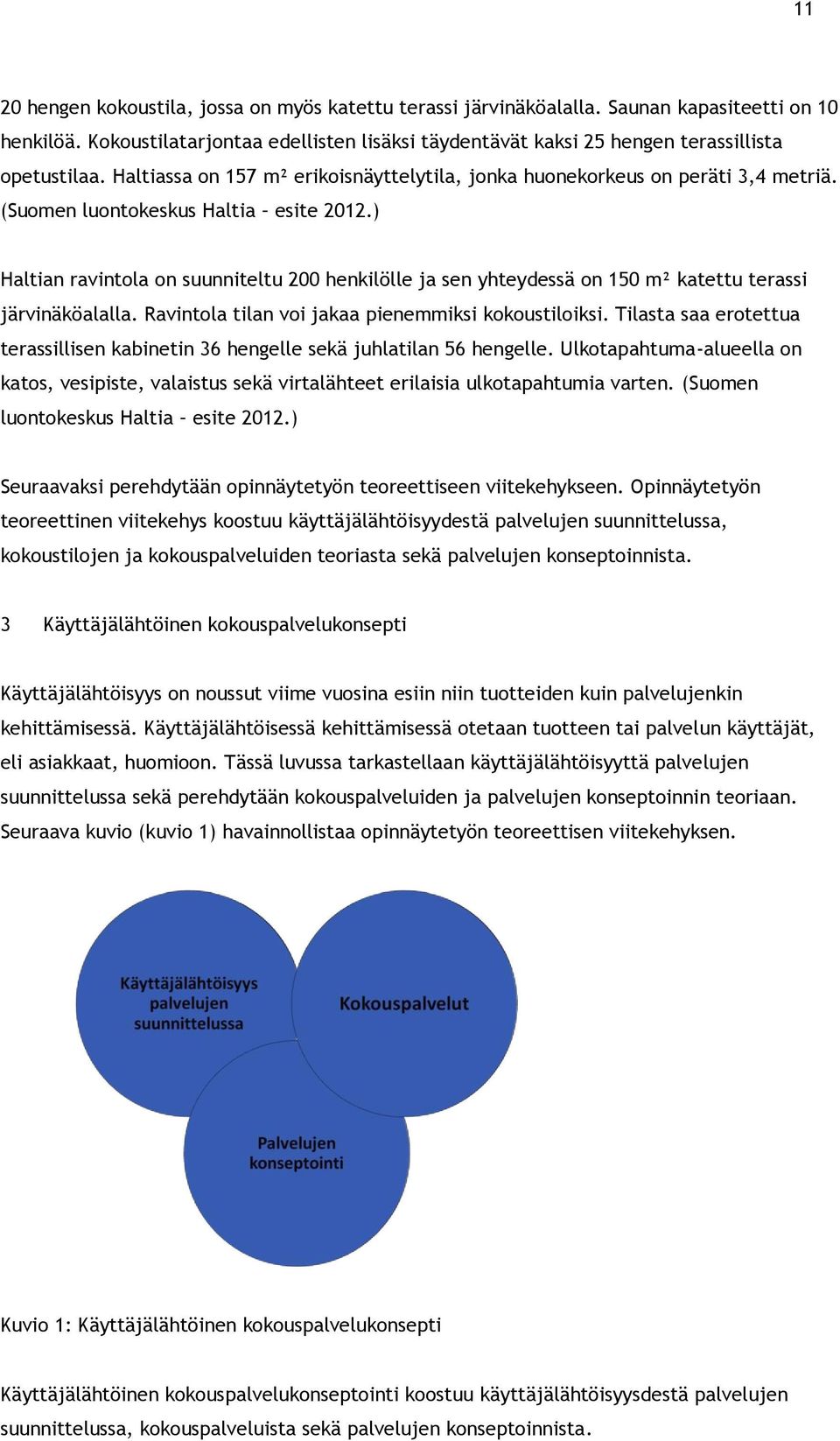 (Suomen luontokeskus Haltia esite 2012.) Haltian ravintola on suunniteltu 200 henkilölle ja sen yhteydessä on 150 m² katettu terassi järvinäköalalla.