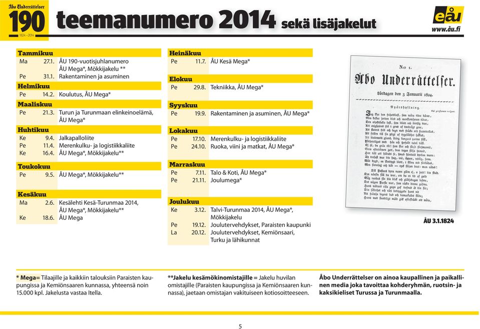 Tekniikka, ÅU Mega* Syyskuu Pe 19.9. Rakentaminen ja asuminen, ÅU Mega* Lokakuu Pe 17.10. Pe 24.10. Marraskuu Pe 7.11.