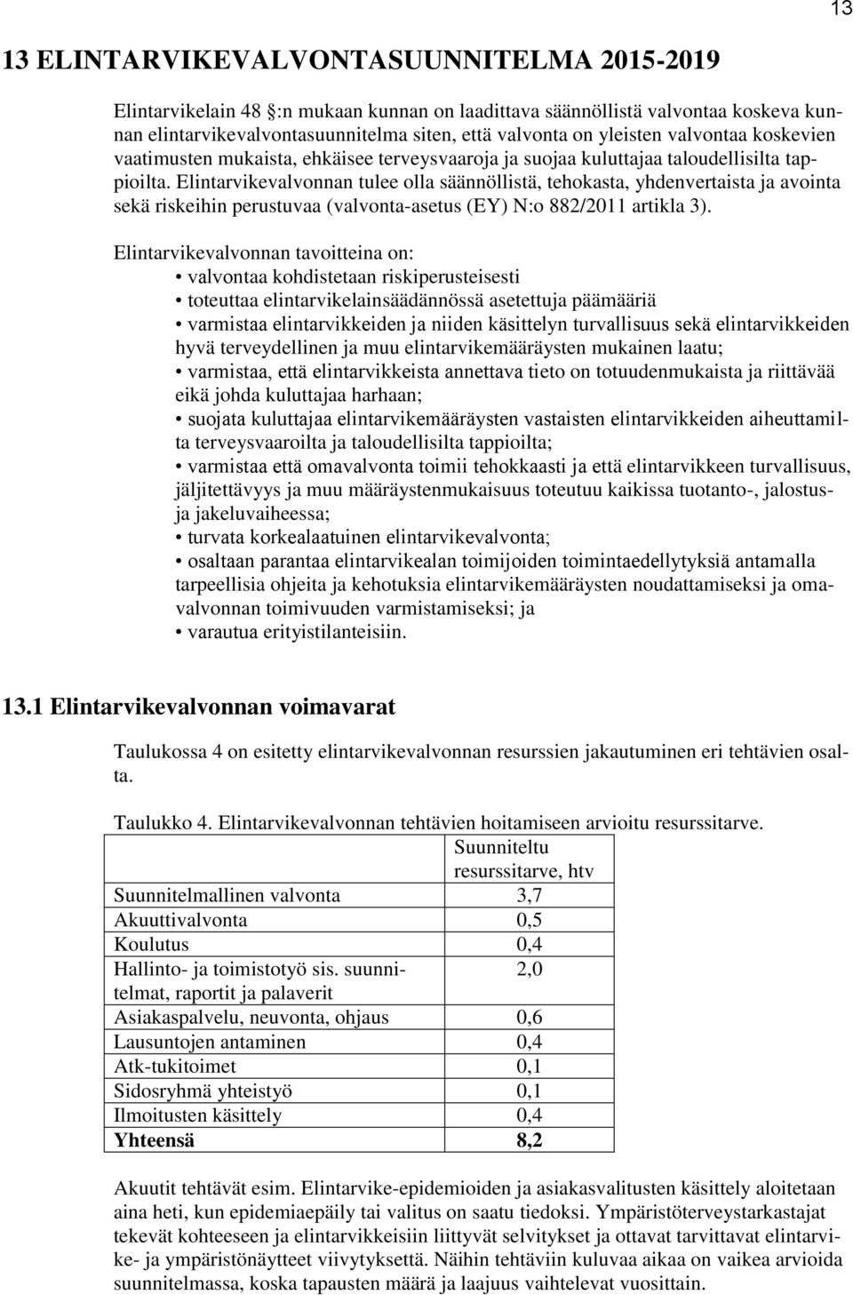 Elintarvikevalvonnan tulee olla säännöllistä, tehokasta, yhdenvertaista ja avointa sekä riskeihin perustuvaa (valvonta-asetus (EY) N:o 882/2011 artikla 3).