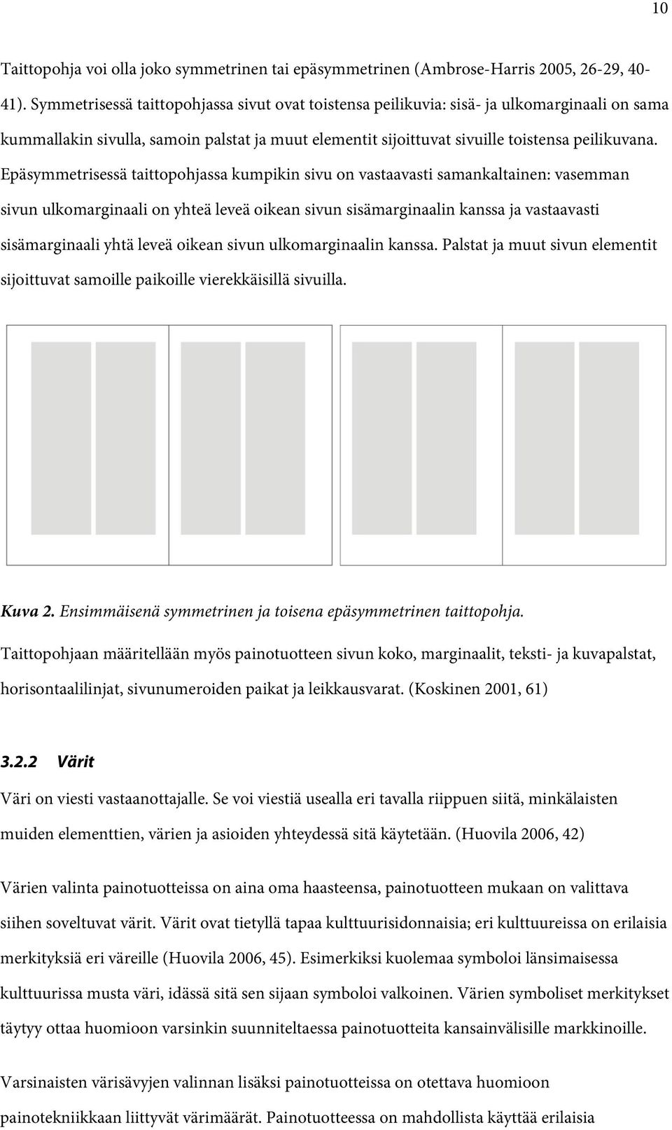 Epäsymmetrisessä taittopohjassa kumpikin sivu on vastaavasti samankaltainen: vasemman sivun ulkomarginaali on yhteä leveä oikean sivun sisämarginaalin kanssa ja vastaavasti sisämarginaali yhtä leveä