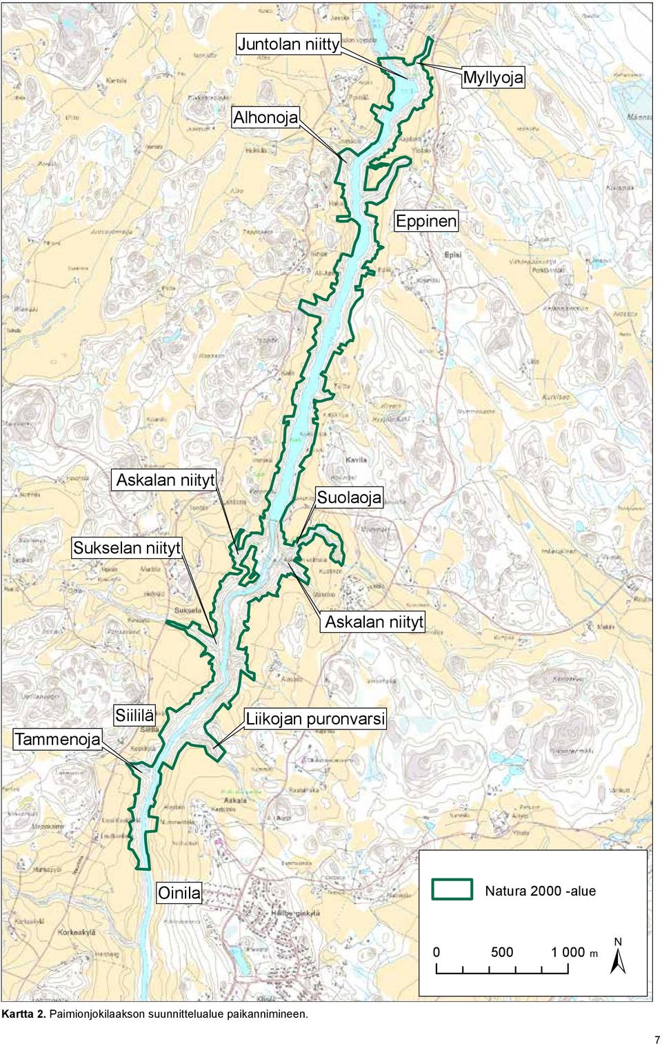 Liikojan puronvarsi Oinila Natura 2000 -alue ± 0 00 1 000 m