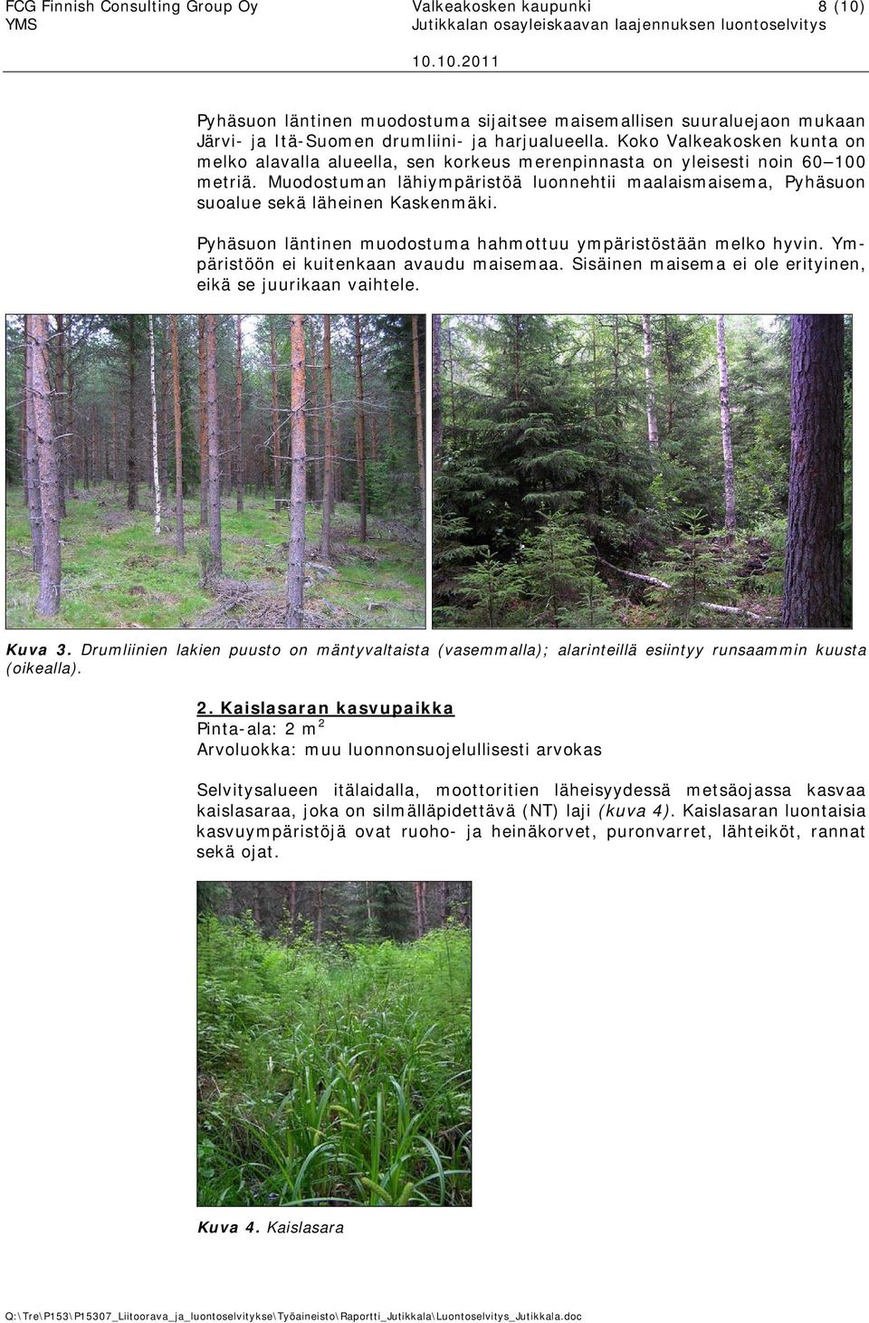 Muodostuman lähiympäristöä luonnehtii maalaismaisema, Pyhäsuon suoalue sekä läheinen Kaskenmäki. Pyhäsuon läntinen muodostuma hahmottuu ympäristöstään melko hyvin.