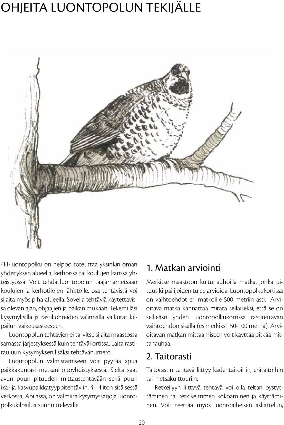 Tekemilläsi kysymyksillä ja rastikohteiden valinnalla vaikutat kilpailun vaikeusasteeseen. Luontopolun tehtävien ei tarvitse sijaita maastossa samassa järjestyksessä kuin tehtäväkortissa.