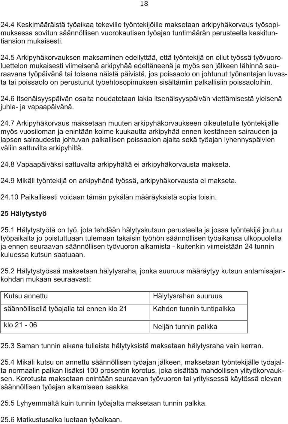 5 Arkipyhäkorvauksen maksaminen edellyttää, että työntekijä on ollut työssä työvuoroluettelon mukaisesti viimeisenä arkipyhää edeltäneenä ja myös sen jälkeen lähinnä seuraavana työpäivänä tai toisena