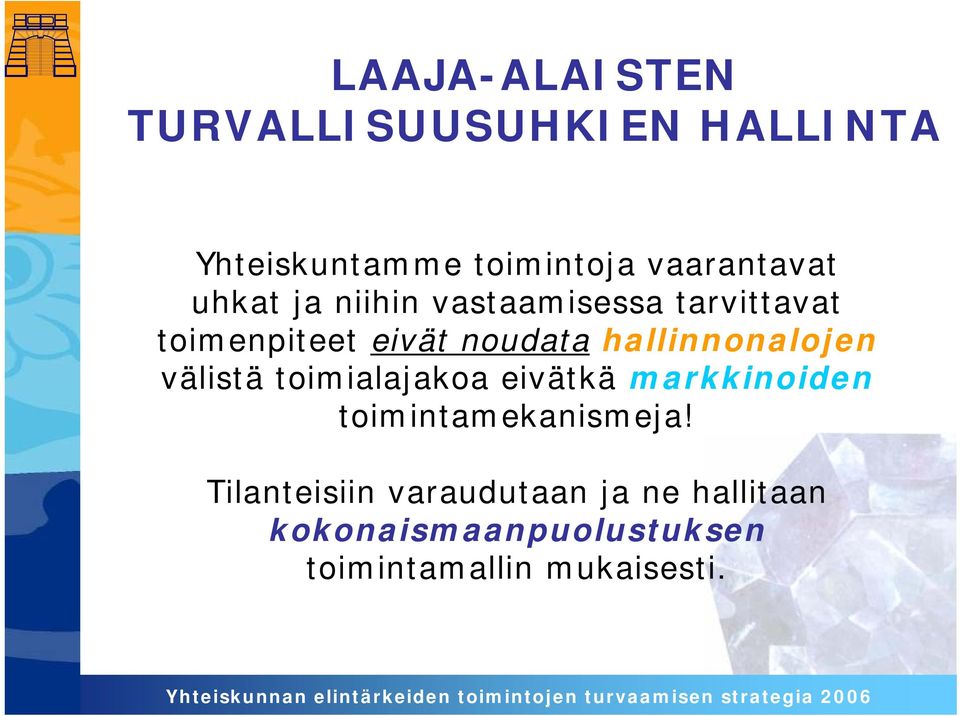 hallinnonalojen välistä toimialajakoa eivätkä markkinoiden toimintamekanismeja!