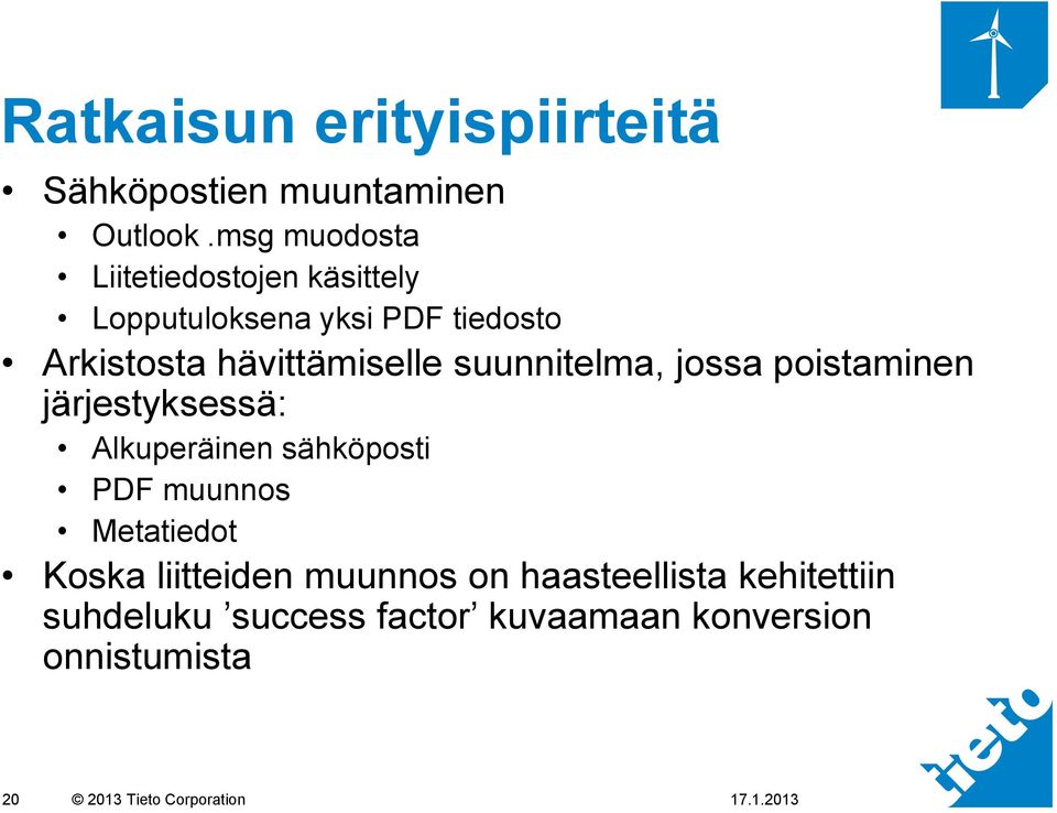 hävittämiselle suunnitelma, jossa poistaminen järjestyksessä: Alkuperäinen sähköposti PDF muunnos