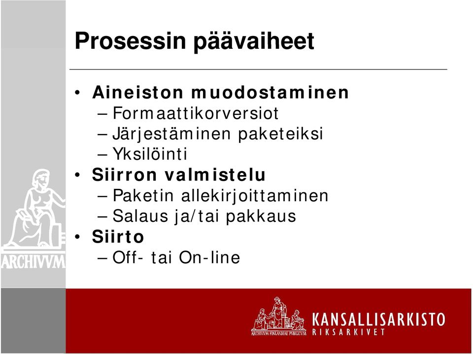 Yksilöinti Siirron valmistelu Paketin
