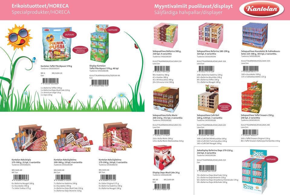 kpl, 4 varianttia Sekapuolilava Kaurakeksi & Suklaakaurakeksi 225-300 g, 303 kpl, 2 varianttia.