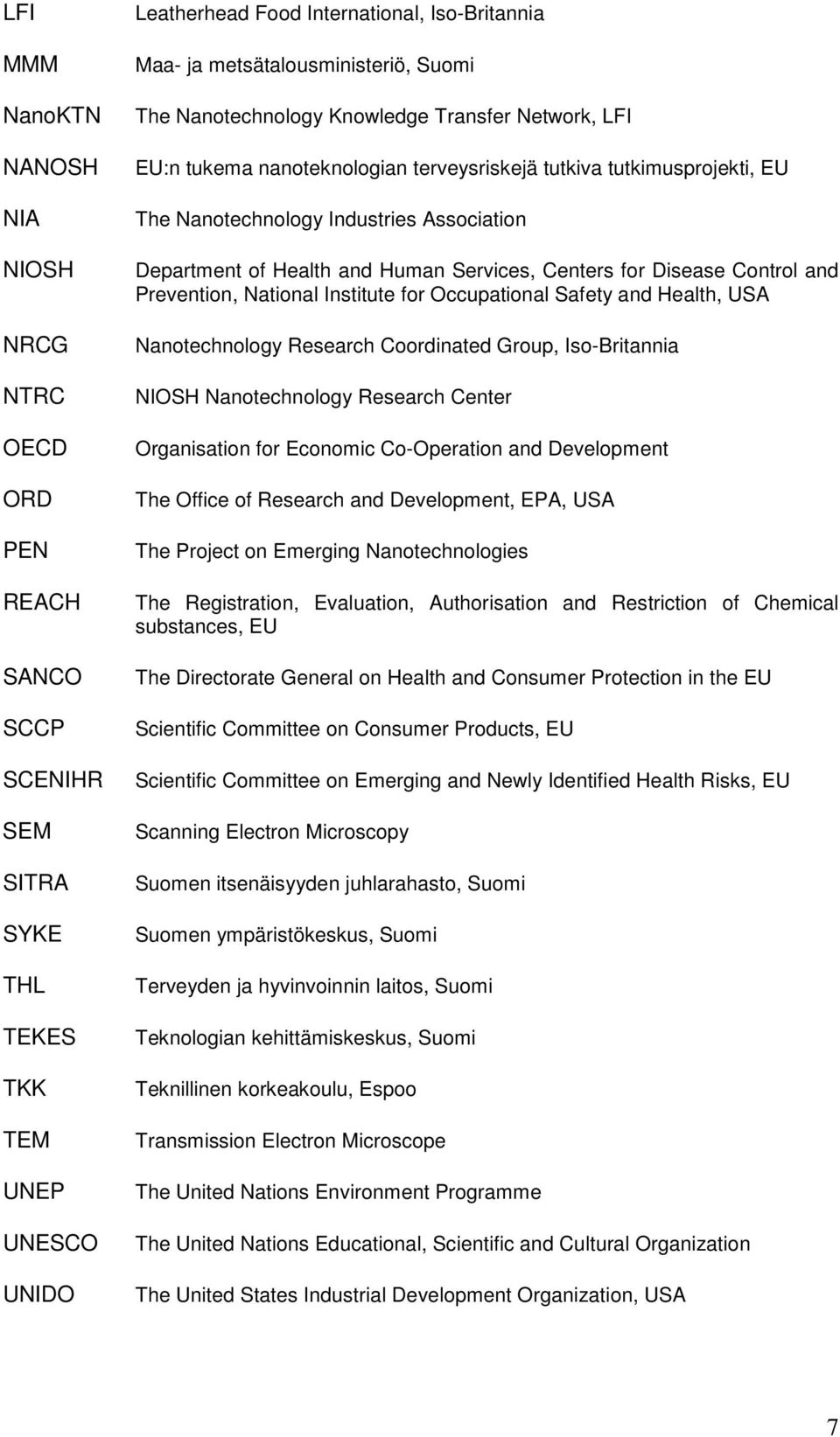 Department of Health and Human Services, Centers for Disease Control and Prevention, National Institute for Occupational Safety and Health, USA Nanotechnology Research Coordinated Group,