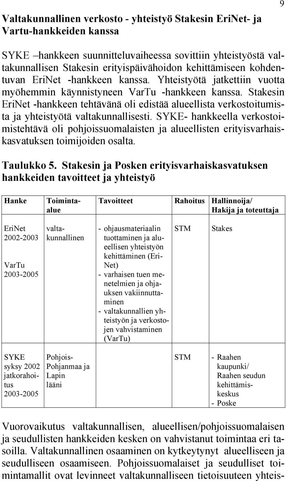 Stakesin EriNet -hankkeen tehtävänä oli edistää alueellista verkostoitumista ja yhteistyötä valtakunnallisesti.