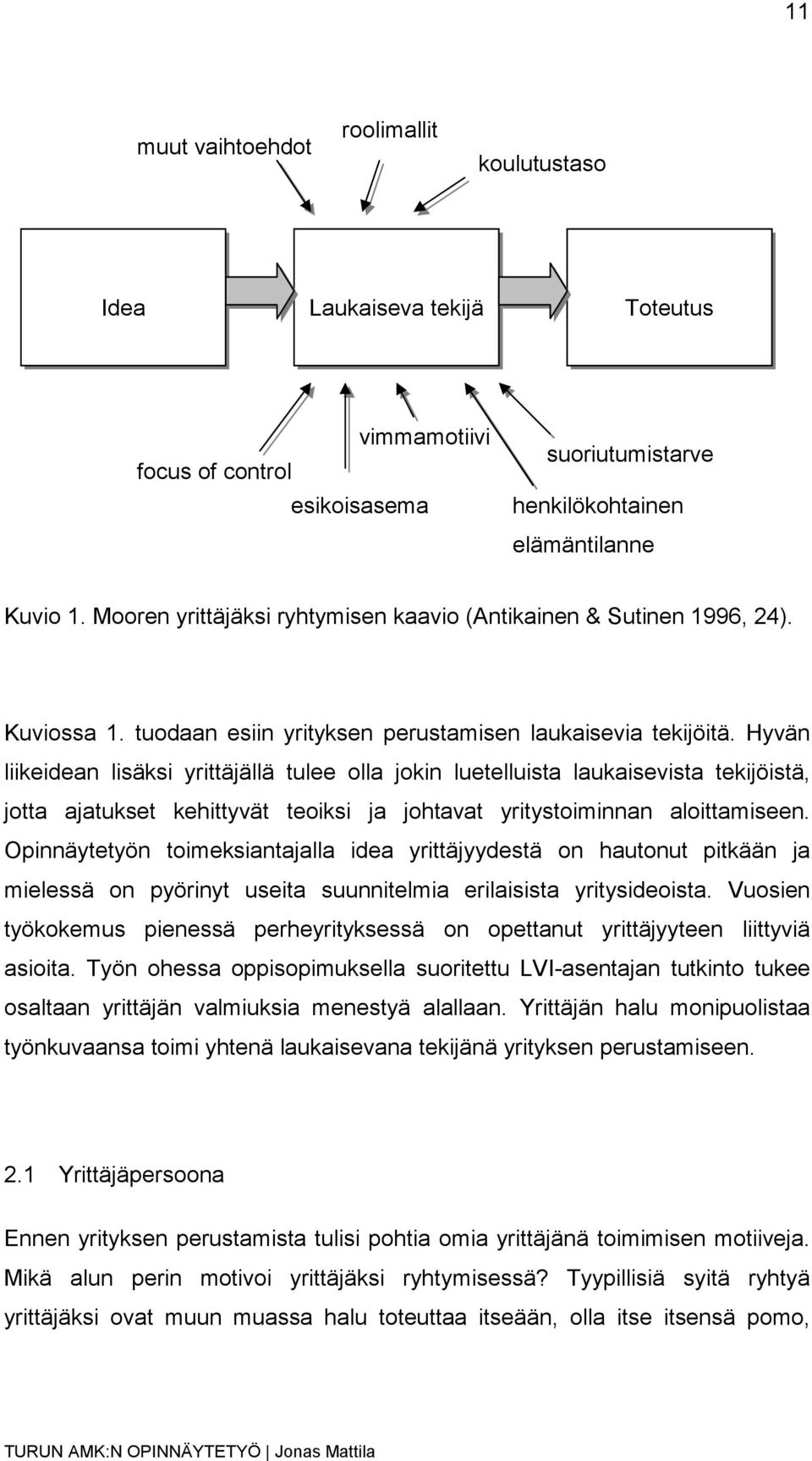 Hyvän liikeidean lisäksi yrittäjällä tulee olla jokin luetelluista laukaisevista tekijöistä, jotta ajatukset kehittyvät teoiksi ja johtavat yritystoiminnan aloittamiseen.