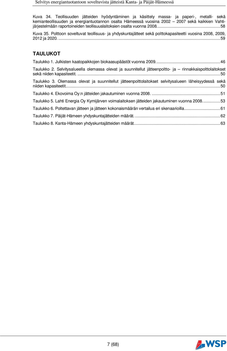 raportoineiden teollisuuslaitoksien osalta vuonna 2008.... 58 Kuva 35. Polttoon soveltuvat teollisuus- ja yhdyskuntajätteet sekä polttokapasiteetti vuosina 2008, 2009, 2012 ja 2020.