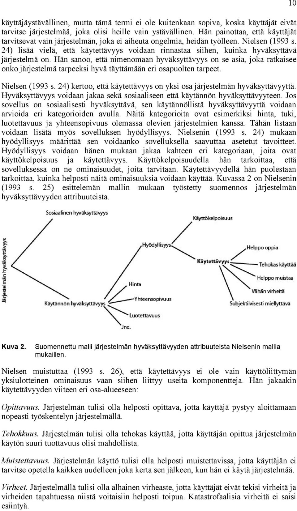 24) lisää vielä, että käytettävyys voidaan rinnastaa siihen, kuinka hyväksyttävä järjestelmä on.