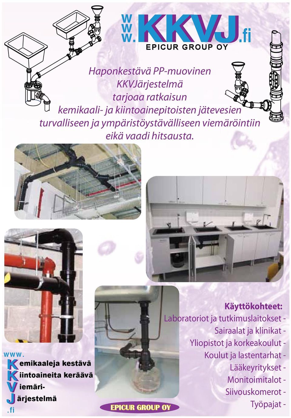 ympäristöystävälliseen viemäröintiin eikä vaadi hitsausta. www. emikaaleja kestävä K K V J.