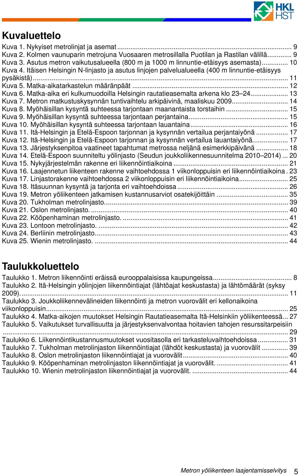 .. 11 Kuva 5. Matka-aikatarkastelun määränpäät... 12 Kuva 6. Matka-aika eri kulkumuodoilla Helsingin rautatieasemalta arkena klo 23 24... 13 Kuva 7.