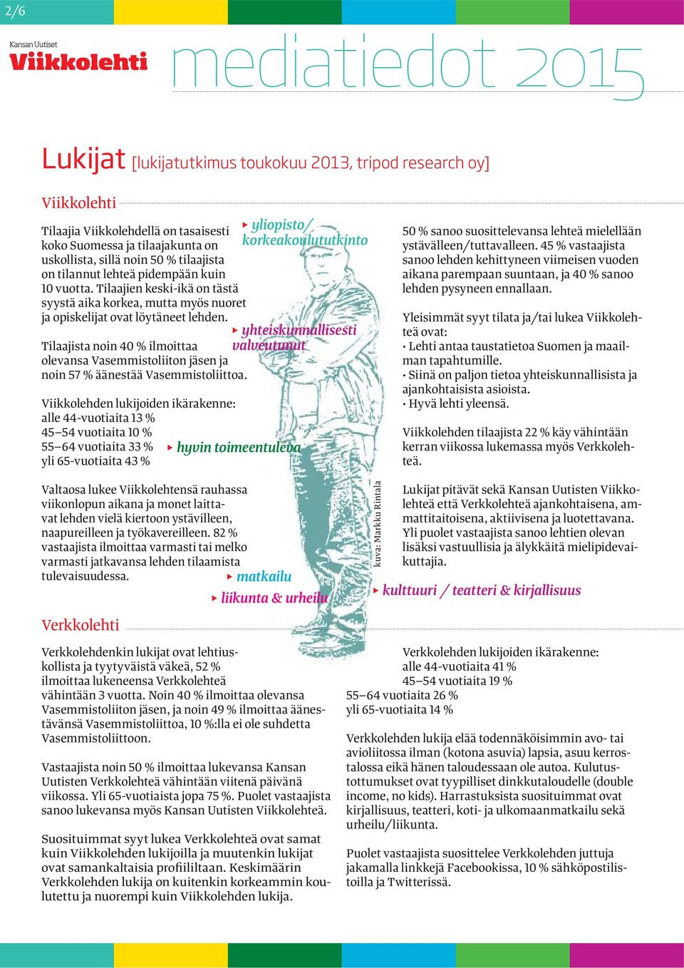 Tilaajista noin 40 % ilmoittaa olevansa Vasemmistoliiton jäsen ja noin 57 % äänestää Vasemmistoliittoa.