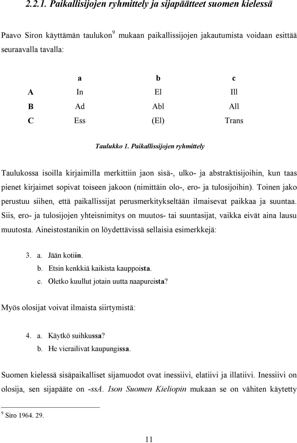 Ess (El) Trans Taulukko 1.