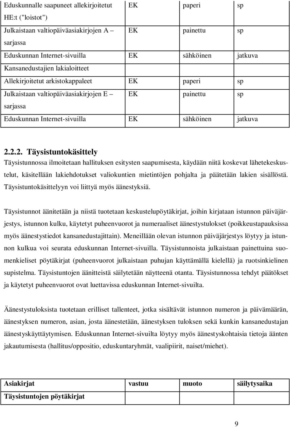 2.2. Täysistuntokäsittely Täysistunnossa ilmoitetaan hallituksen esitysten saapumisesta, käydään niitä koskevat lähetekeskustelut, käsitellään lakiehdotukset valiokuntien mietintöjen pohjalta ja