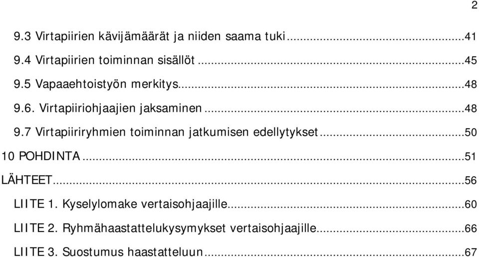 ..50 10 POHDINTA...51 LÄHTEET...56 LIITE 1. Kyselylomake vertaisohjaajille...60 LIITE 2.