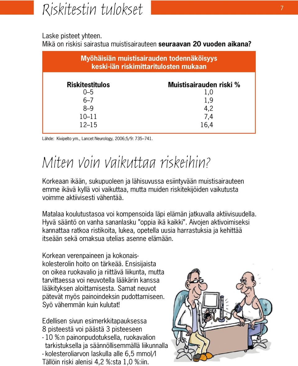 , Lancet Neurology, 26;5/9: 735 741. Miten voin vaikuttaa riskeihin?