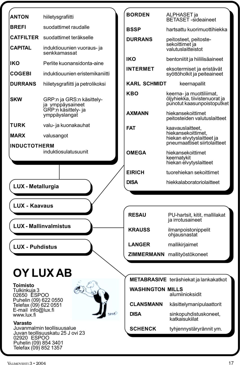 induktiosulatusuunit LUX - Metallurgia BORDEN BSSP DURRANS IKO INTERMET KARL SCHMIDT KBO AXMANN FAT OMEGA EIRICH DISA ALPHASET ja BETASET -sideaineet hartsattu kuorimuottihiekka peitosteet,