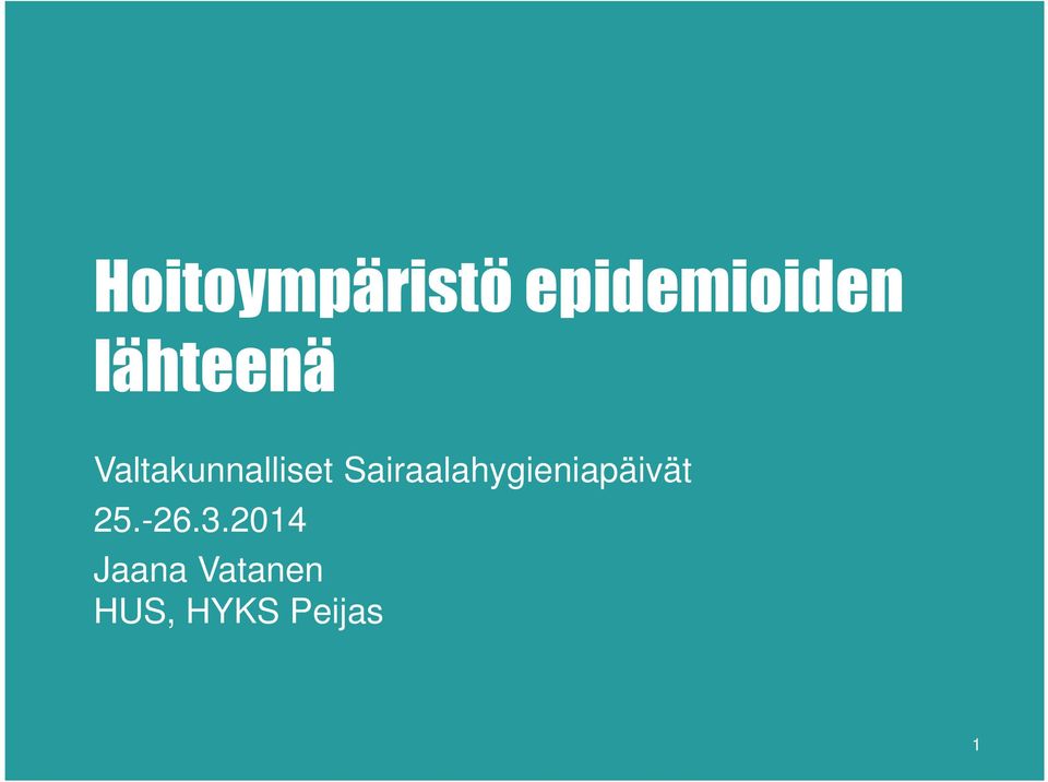 Sairaalahygieniapäivät 25.-26.