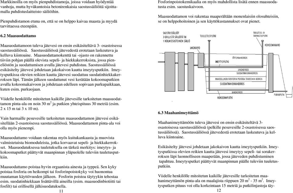 Maasuodattamon voi rakentaa maaperältään monenlaisiin olosuhteisiin, se on helppohoitoinen ja sen käyttökustannukset ovat pienet. 6.