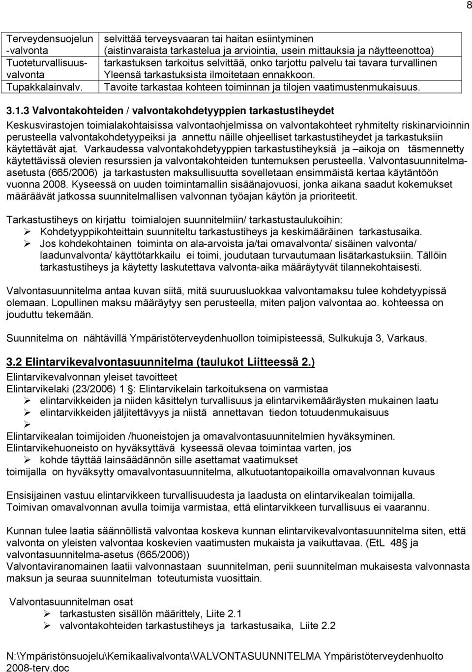 turvallinen Yleensä tarkastuksista ilmoitetaan ennakkoon. Tavoite tarkastaa kohteen toiminnan ja tilojen vaatimustenmukaisuus. 3.1.