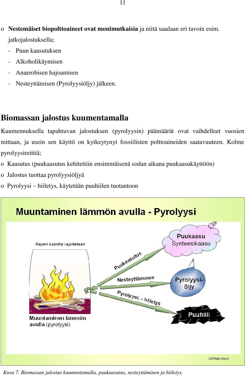 Biomassan jalostus kuumentamalla Kuumennuksella tapahtuvan jalostuksen (pyrolyysin) päämäärät ovat vaihdelleet vuosien mittaan, ja usein sen käyttö on kytkeytynyt