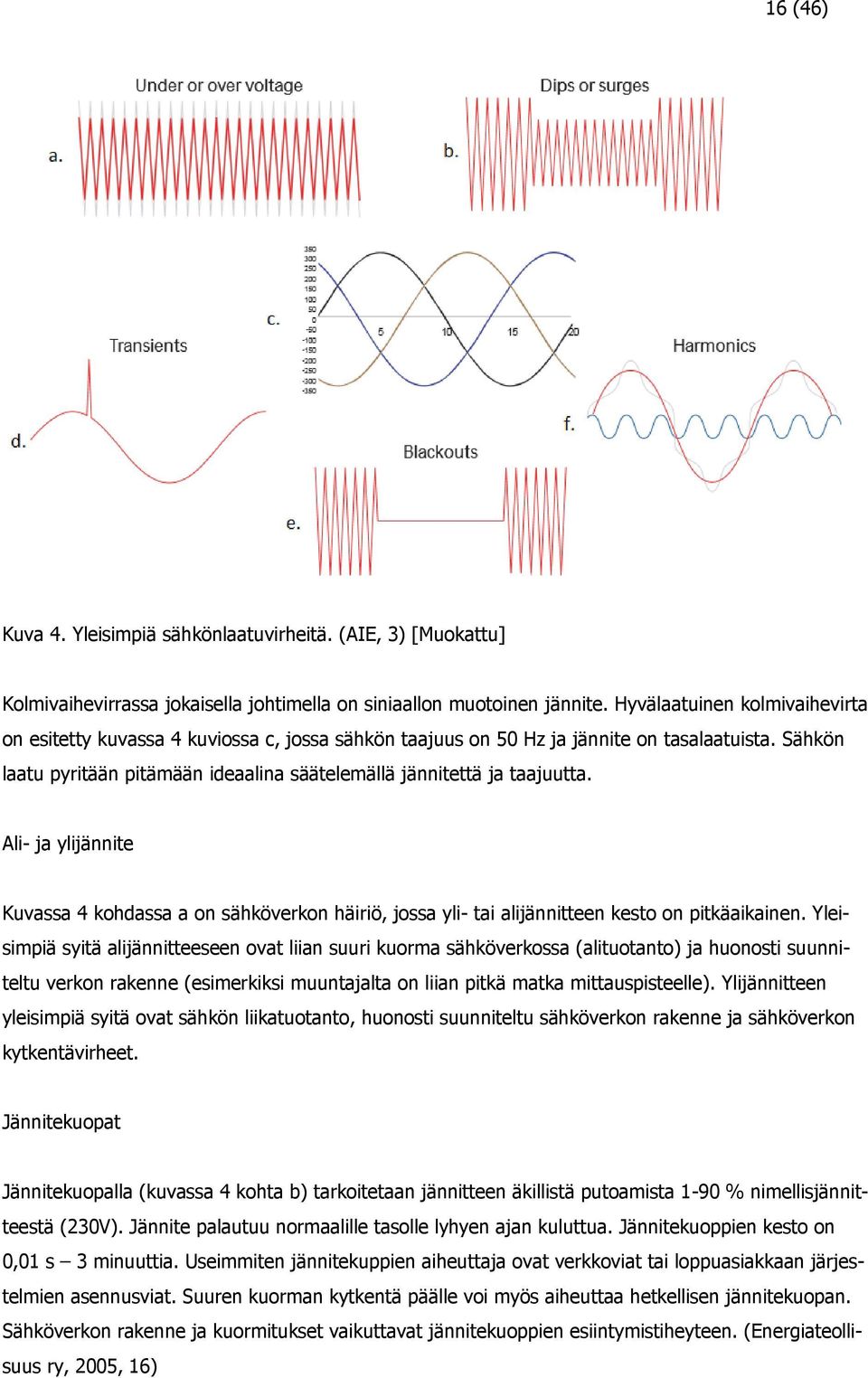 Sähkön laatu pyritään pitämään ideaalina säätelemällä jännitettä ja taajuutta. Ali- ja ylijännite Kuvassa 4 kohdassa a on sähköverkon häiriö, jossa yli- tai alijännitteen kesto on pitkäaikainen.