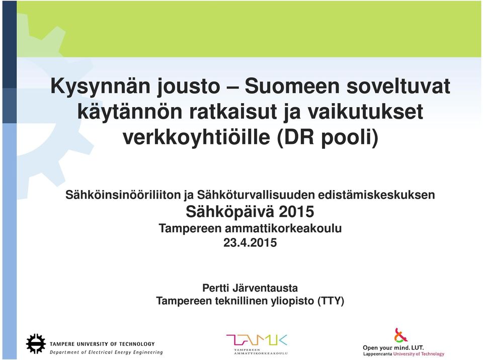 Sähköturvallisuuden edistämiskeskuksen Sähköpäivä 2015 Tampereen