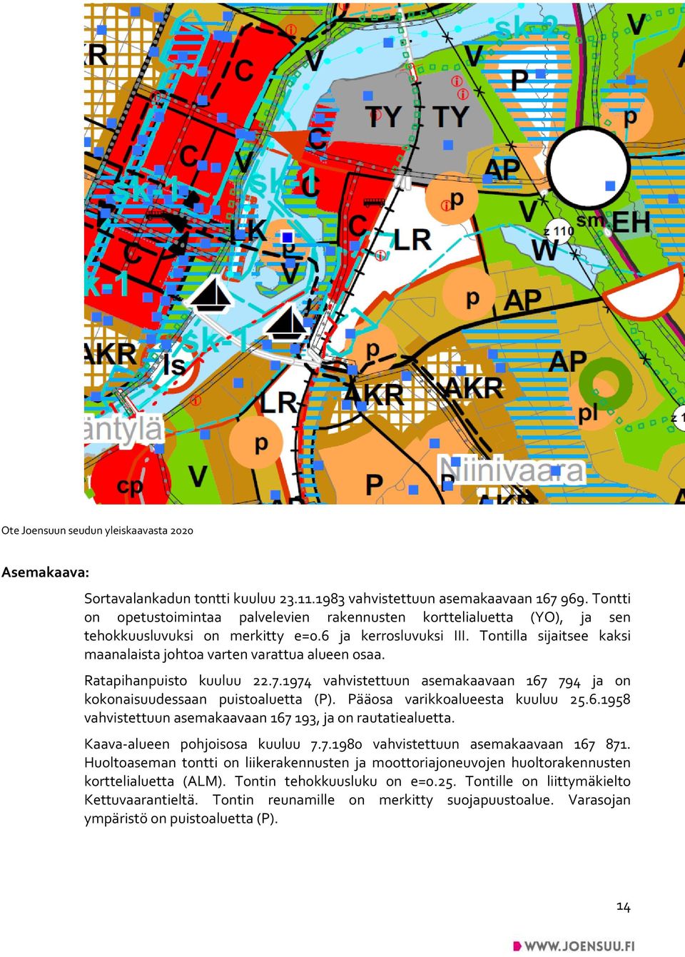 Tontilla sijaitsee kaksi maanalaista johtoa varten varattua alueen osaa. Ratapihanpuisto kuuluu 22.7.1974 vahvistettuun asemakaavaan 167 794 ja on kokonaisuudessaan puistoaluetta (P).