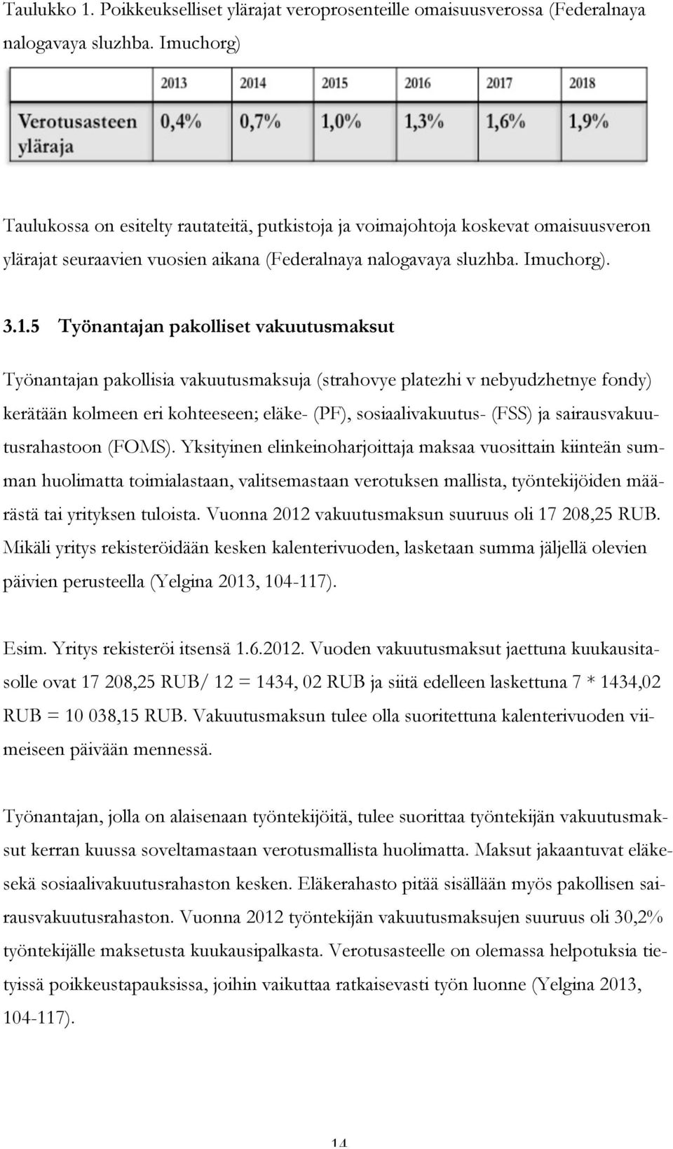 5 Työnantajan pakolliset vakuutusmaksut Työnantajan pakollisia vakuutusmaksuja (strahovye platezhi v nebyudzhetnye fondy) kerätään kolmeen eri kohteeseen; eläke- (PF), sosiaalivakuutus- (FSS) ja