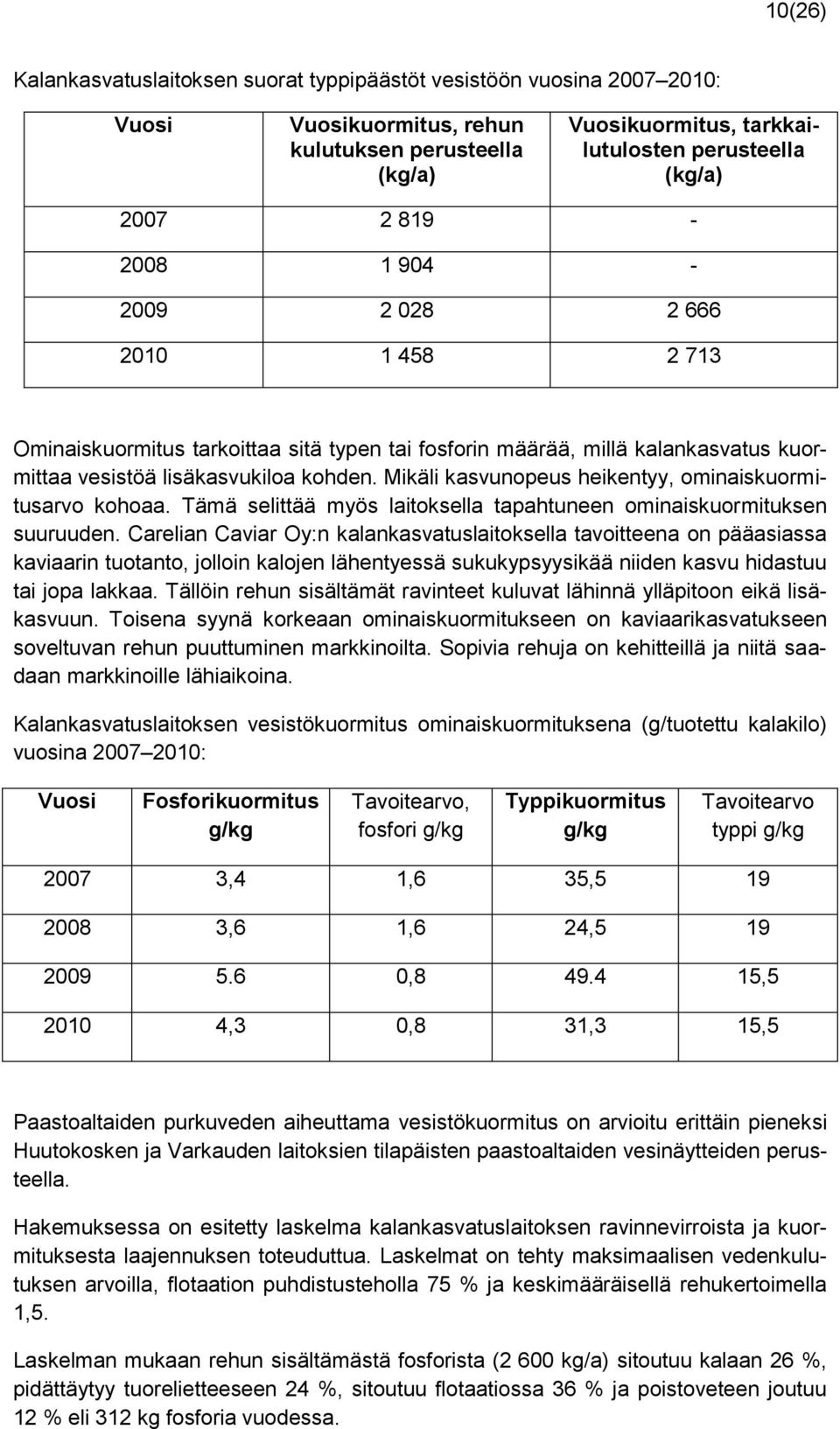 Mikäli kasvunopeus heikentyy, ominaiskuormitusarvo kohoaa. Tämä selittää myös laitoksella tapahtuneen ominaiskuormituksen suuruuden.