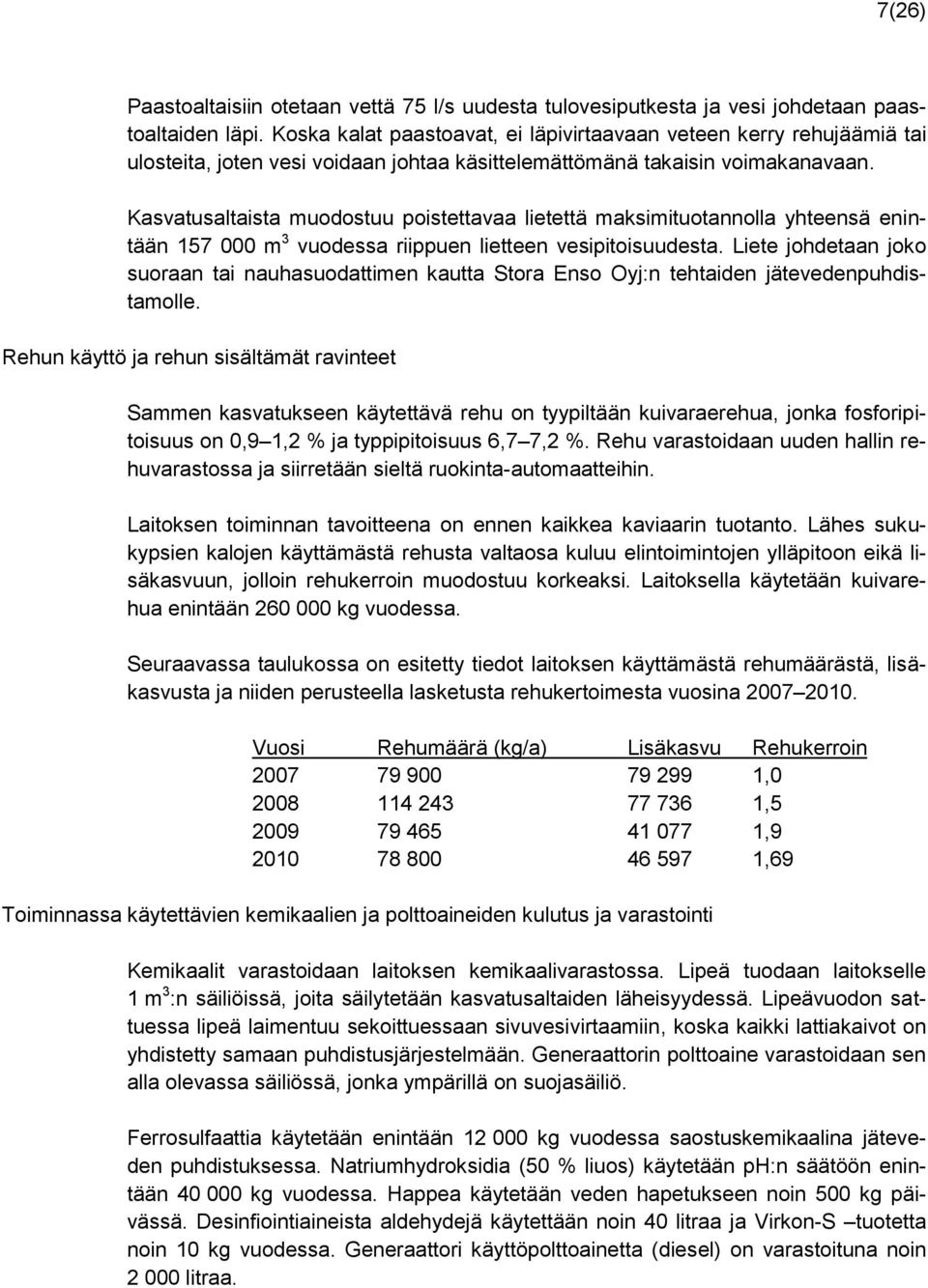 Kasvatusaltaista muodostuu poistettavaa lietettä maksimituotannolla yhteensä enintään 157 000 m 3 vuodessa riippuen lietteen vesipitoisuudesta.