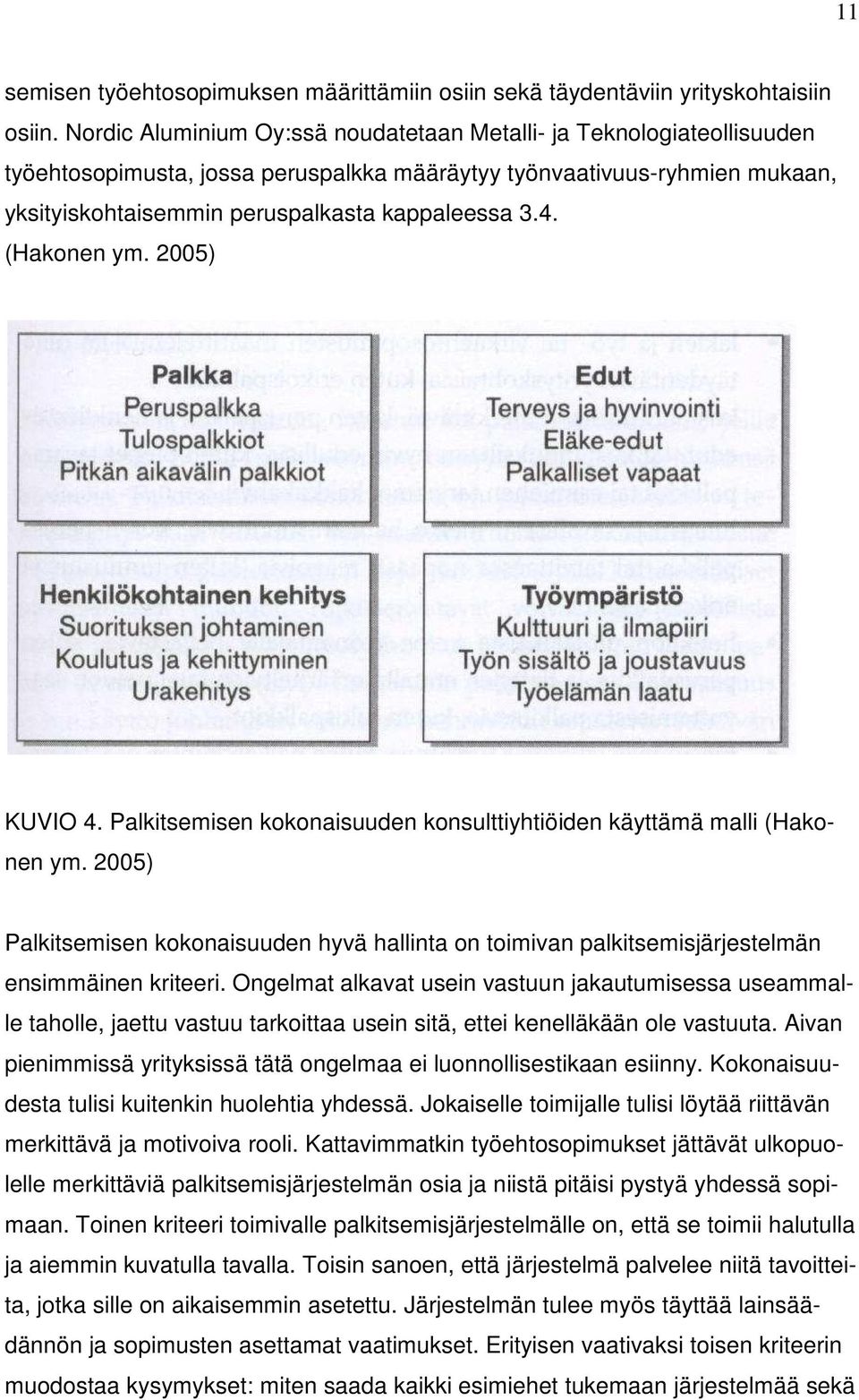 (Hakonen ym. 2005) KUVIO 4. Palkitsemisen kokonaisuuden konsulttiyhtiöiden käyttämä malli (Hakonen ym.