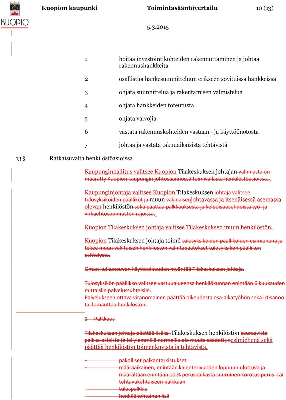 vastata takuuaikaisista tehtävistä Kaupunginhallitus valitsee Kuopion Tilakeskuksen johtajan valinnasta on määrätty Kuopion kaupungin johtosäännössä toimivallasta henkilöstöasioissa.
