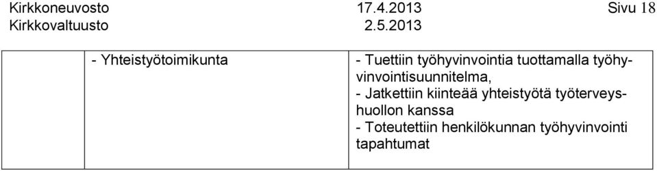 tuottamalla työhyvinvointisuunnitelma, Jatkettiin