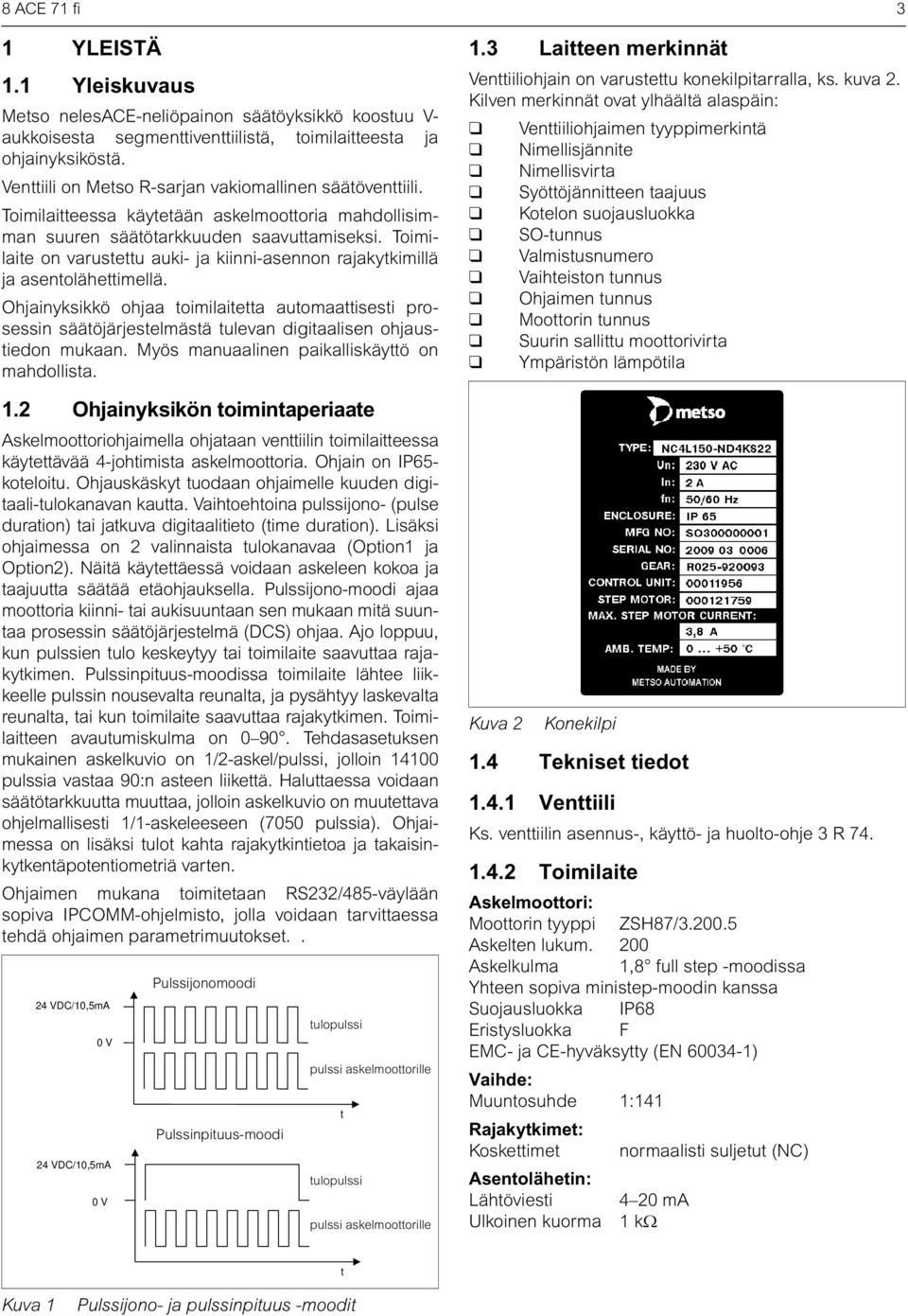 Toimilaite on varustettu auki- ja kiinni-asennon rajakytkimillä ja asentolähettimellä.