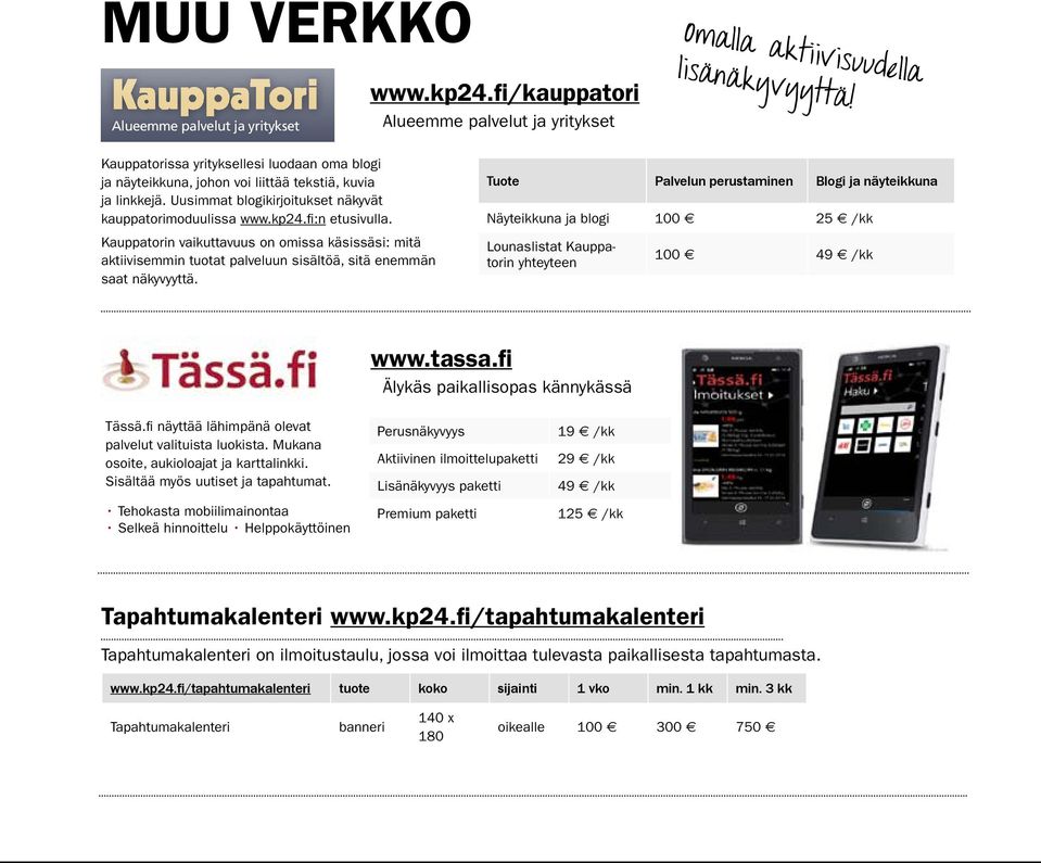 Uusimmat blogikirjoitukset näkyvät kauppatorimoduulissa www.kp24.fi:n etusivulla.